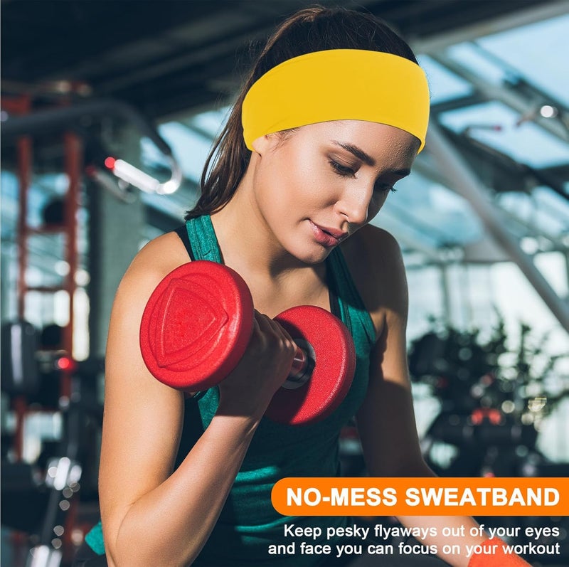 RITOPER Workout Headbands for Women, 3.9 Inch Wide Thick Stretchy Sports Sweatbands, Non Slip No Headache Buttery Soft Head Bands for Yoga, Running, Cycling, Fitness, Daily Use (Solid) - Image 3